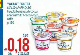 Malga Paradiso Yogurt Intero Con Frutta In Pezzi Fragola 150 G(ml)
