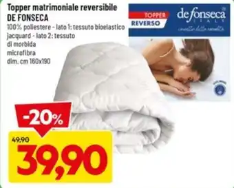Topper matrimoniale reversibile DE FONSECA