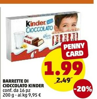 PENNY Kinder Barrette Di Cioccolato offerta