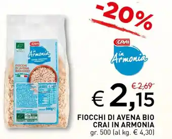 Crai FIOCCHI DI AVENA BIO CRAI IN ARMONIA gr. 500 offerta