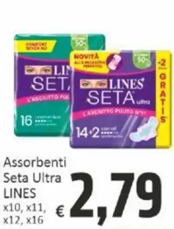 Paghi Poco Assorbenti Seta Ultra LINES x10, x 11, x12, x16 offerta