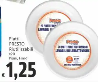 Paghi Poco Piatti PRESTO Riutilizzabili x 20 Piani, Fondi offerta