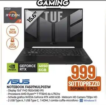 Expert Asus NOTEBOOK FA507NULP031W offerta