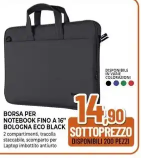 Expert BORSA PER NOTEBOOK FINO A 16" BOLOGNA ECO BLACK offerta