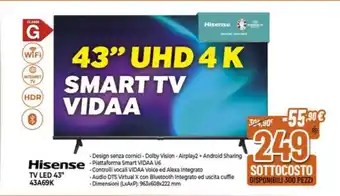 Expert Hisense TV LED 43" 43A69K offerta
