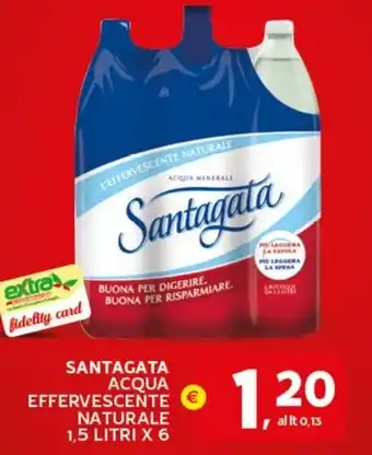 Extra Supermercati SANTAGATA ACQUA EFFERVESCENTE NATURALE 1,5 LITRI X 6 offerta