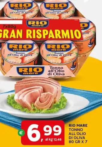 Extra Supermercati RIO MARE TONNO ALL'OLIO DI OLIVA 80 GR X 7 offerta