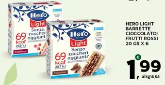 Extra Supermercati HERO LIGHT BARRETTE CIOCCOLATO/ FRUTTI ROSSI 20 GR X 6 offerta
