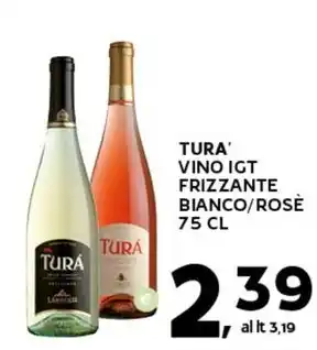 Extra Supermercati TURA' VINO IGT FRIZZANTE BIANCO/ROSE 75 CL offerta