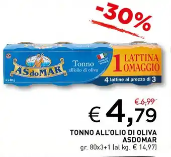 Crai TONNO ALL'OLIO DI OLIVA ASDOMAR gr. 80x3+1 offerta