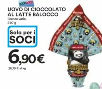 Ipercoop UOVO DI CIOCCOLATO AL LATTE BALOCCO licenze varie, 240 g offerta