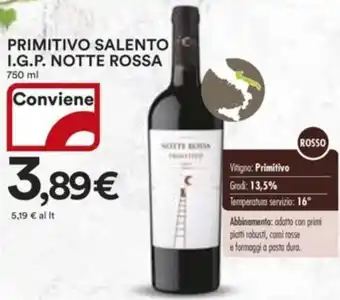 Ipercoop PRIMITIVO SALENTO I.G.P. NOTTE ROSSA offerta