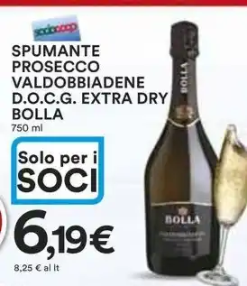 Ipercoop SPUMANTE PROSECCO VALDOBBIADENE D.O.C.G. EXTRA DRY BOLLA 750 ml offerta