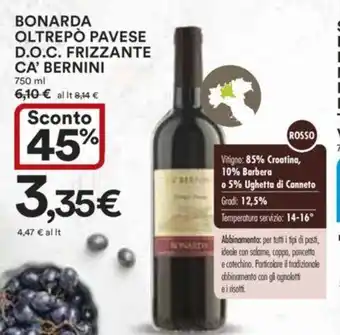 Ipercoop BONARDA OLTREPÒ PAVESE D.O.C. FRIZZANTE CA' BERNINI offerta