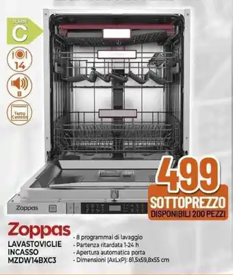Expert Zoppas LAVASTOVIGLIE INCASSO MZDW14BXC3 offerta