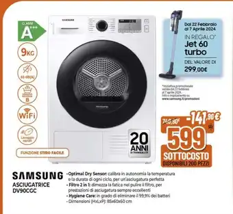 Expert SAMSUNG ASCIUGATRICE DV90CGC offerta