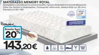 Ipercoop MATERASSO MEMORY ROYAL offerta