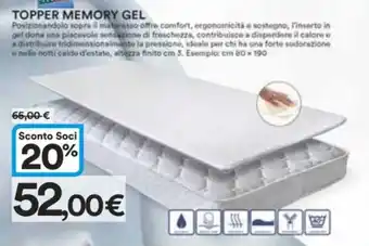 Ipercoop TOPPER MEMORY GEL offerta