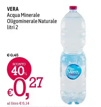 VERA Acqua Minerale Oligominerale Naturale litri 2