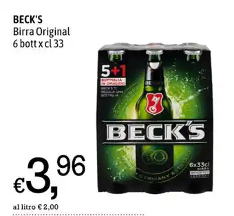 A&O BECK'S Birra Original 6 bott x cl 33 offerta