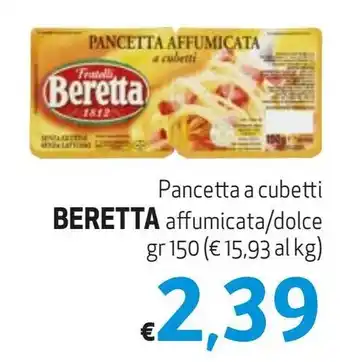 Pancetta a cubetti BERETTA affumicata/dolce gr 150