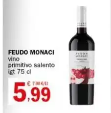 Crai FEUDO MONACI vino primitivo salento igt 75 cl offerta