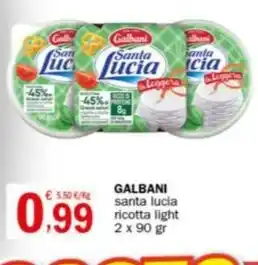 Crai GALBANI santa lucia ricotta light 2 x 90 gr offerta