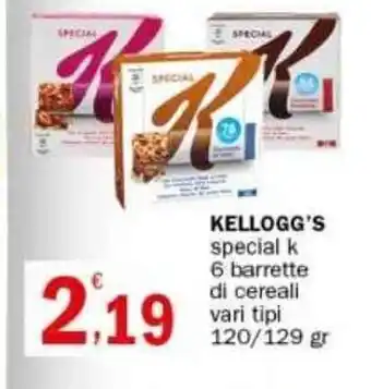 Crai KELLOGG'S special k 6 barrette di cereali vari tipi 120/129 gr offerta