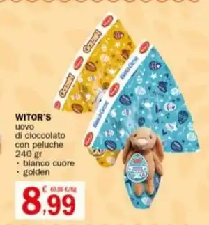 Crai WITOR'S uovo di cioccolato con peluche 240 gr offerta