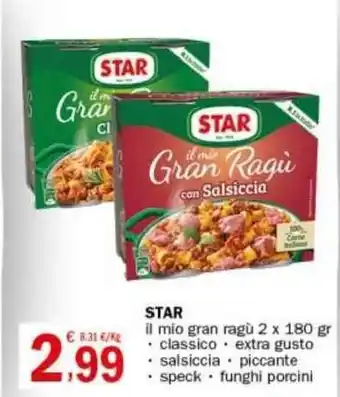Crai STAR il mio gran ragù 2 x 180 gr offerta