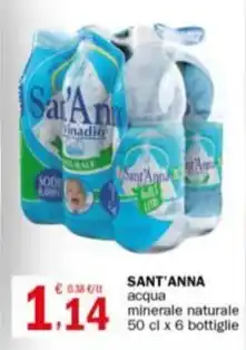 Crai SANT'ANNA acqua minerale naturale 50 cl x 6 bottiglie offerta