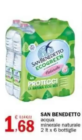 Crai SAN BENEDETTO acqua minerale naturale 2 lt x 6 bottiglie offerta