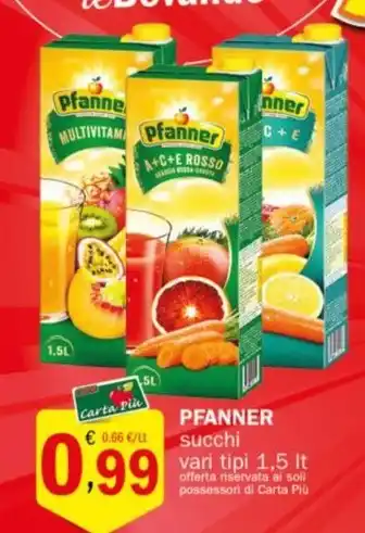 Crai PFANNER succhi vari tipi 1,5 lt offerta
