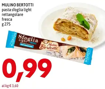 MEGA MULINO BERTOTTI pasta sfoglia light rettangolare fresca g 275 offerta