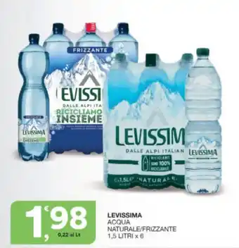 Sisa LEVISSIMA ACQUA NATURALE/FRIZZANTE 1,5 LITRI x 6 offerta