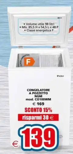 Il Gigante CONGELATORE A POZZETTO NGM mod. CO100WM offerta