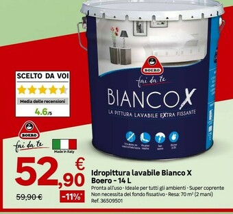 Idropittura Lavabile Bianco X Boero - 14 L
