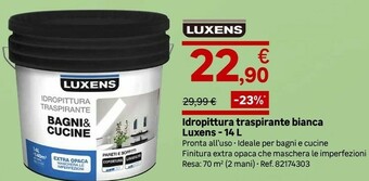 Leroy Merlin Idropittura Traspirante Bianca Luxens - 14 L offerta