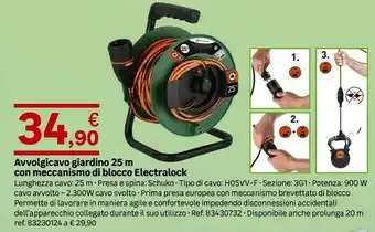 Leroy Merlin Avvolgicavo Giardino 25 M Con Meccanismo Di Blocco Electralock offerta