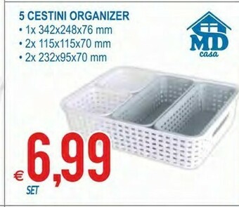 MD Discount 5 Cestini Organizer offerta