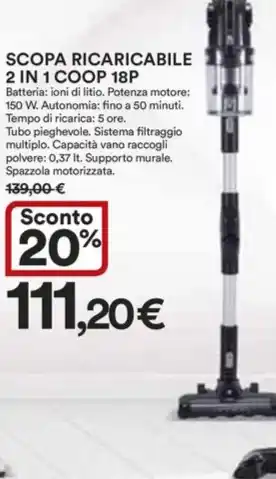 Ipercoop SCOPA RICARICABILE 2 IN 1 COOP 18P offerta