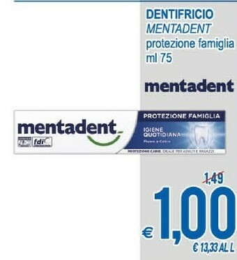 MD Discount Mentadent Dentifricio Protezione Famiglia offerta