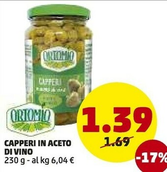 PENNY Ortomio Capperi In Aceto Di Vino 230 G(ml) offerta