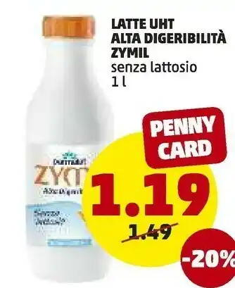 PENNY Parmalat Latte Uht Alta Digeribilita Zymil Senza Lattosio offerta