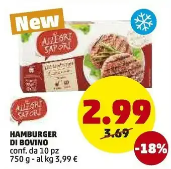 PENNY Gli allegri sapori Hamburger Di Bovino offerta