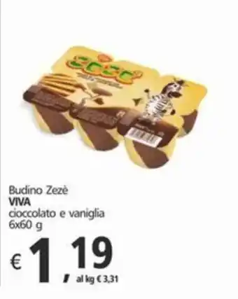 Alter Discount Budino Zezé VIVA cioccolato e vaniglia 6x60 g offerta
