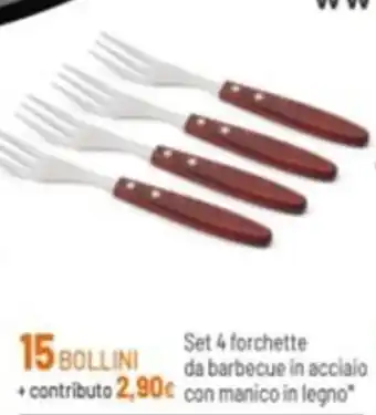Madis Set 4 forchette da barbecue in acciaio con manico in legno offerta