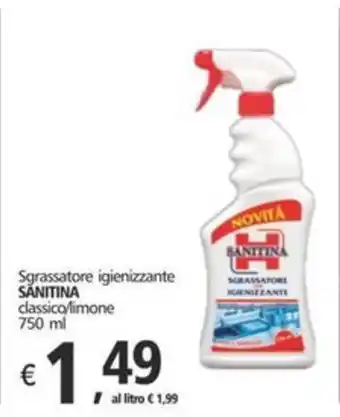 Sgrassatore igienizzante SANITINA classico limone 750 ml