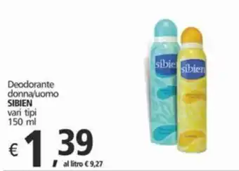 Alter Discount Deodorante donna/uomo SIBIEN vari tipi 150 ml offerta