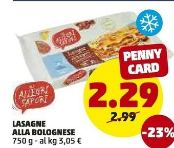 PENNY Gli Allegri Sapori Lasagne All Abolognese offerta